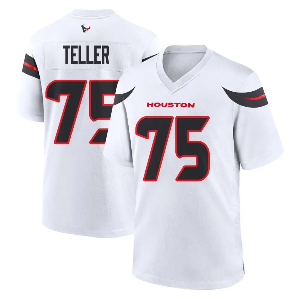 H.Texans #75 Wyatt Teller Player White Home Game Cooneas Stitched Jerseys