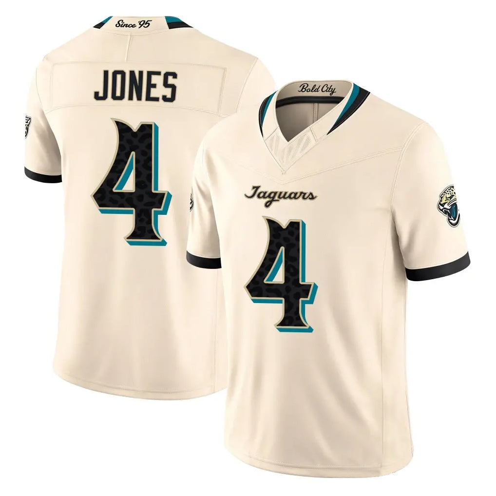 J.Jaguars #4 Jarrian Jones Player Natural Limited 2026 Rivalries Collection Game Cooneas Stitched Jerseys
