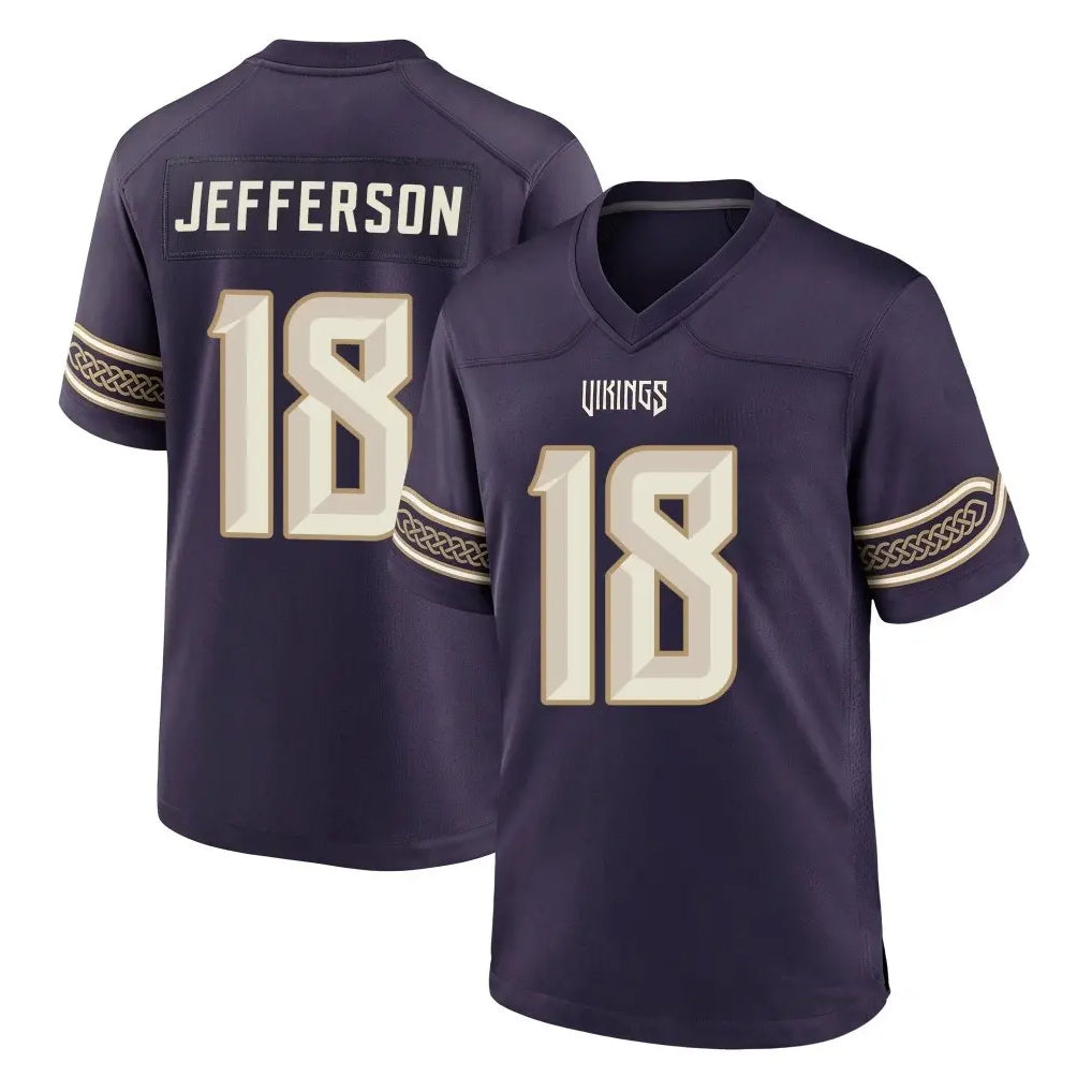 MN.Vikings #18 Justin Jefferson Player Purple 2026 Rivalries Collection Home Game Cooneas Stitched Jerseys