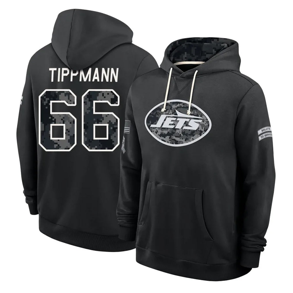 NY.Jets #66 Joe Tippmann Player 2026 Black Logo Pullover Hoodies Limited Game Cooneas Stitched Jerseys
