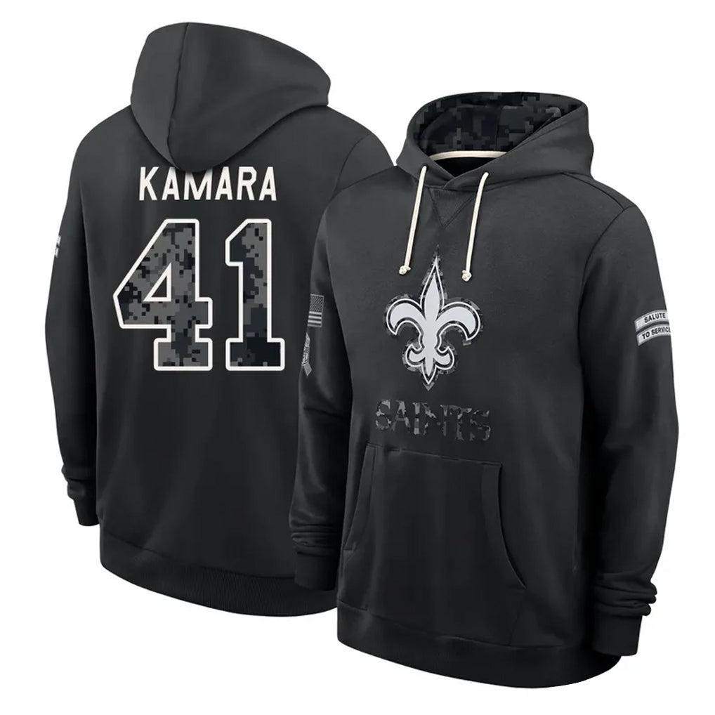 NO.Saints #41 Alvin Kamara Player 2026 Black Logo Pullover Hoodies Limited Game Cooneas Stitched Jerseys
