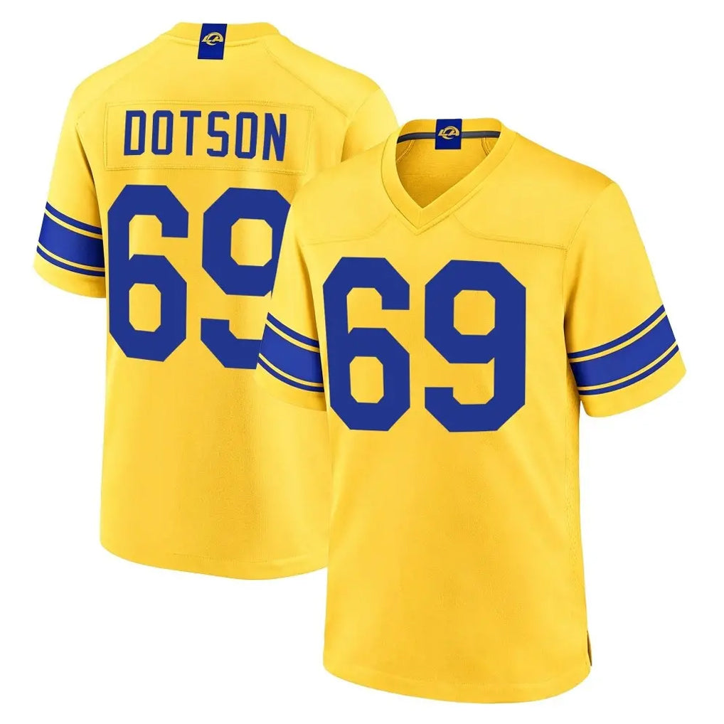 LA.Rams #69 Kevin Dotson Player Gold Classic Sol Home Game Cooneas Stitched Jerseys
