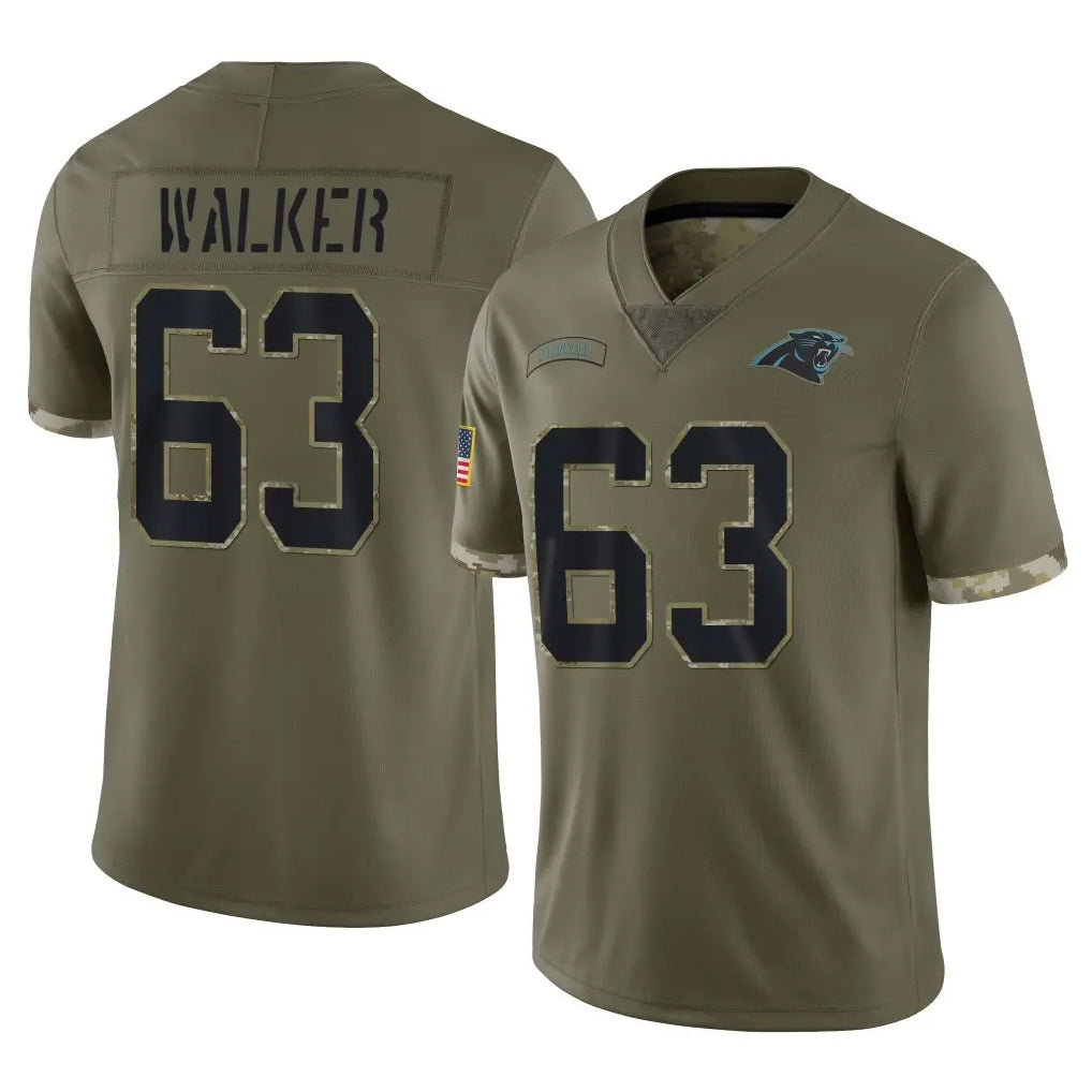 C.Panthers #63 Rasheed Walker Player Olive Salute to Service Game Cooneas Stitched Jerseys