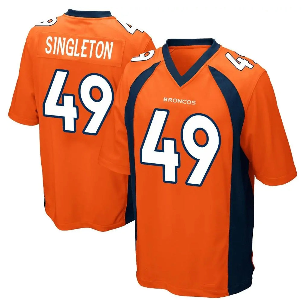 D.Broncos #49 Alex Singleton Player Orange Color Home Game Cooneas Stitched Jerseys