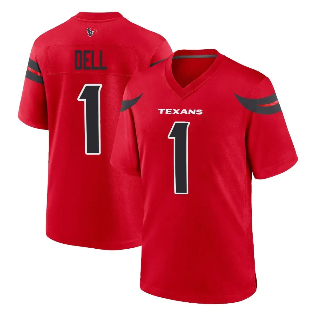 H.Texans #1 Tank Dell Player Red Alternate Home Game Cooneas Stitched Jerseys