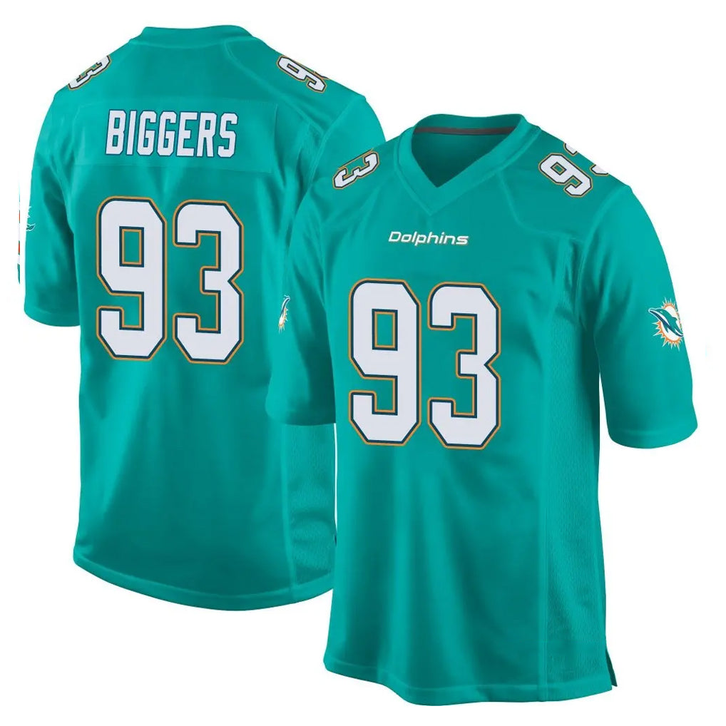 M.Dolphins #93 Zeek Biggers Player Aqua Team Color Home Game Cooneas Stitched Jerseys