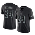 B.Ravens #24 Malaki Starks Player Black REFLECTIVE Limited Cooneas Stitched Jerseys