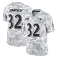 B.Ravens #32 Trenton Simpson Player Arctic Camo Salute to Service Limited Cooneas Stitched Jerseys