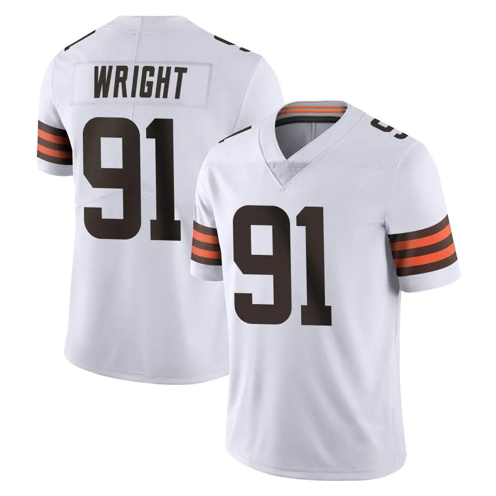 C.Browns #91 Alex Wright Player White Vapor Untouchable Limited Home Game Cooneas Stitched Jerseys