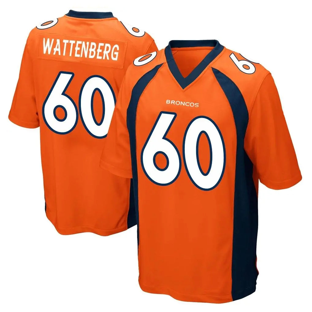 D.Broncos #60 Luke Wattenberg Player Orange Color Home Game Cooneas Stitched Jerseys