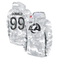 LA.Rams #99 Aaron Donald Player Arctic Camo Salute to Service Hoodies Limited Game Cooneas Stitched Jerseys