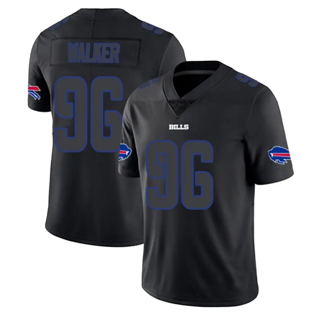 B.Bills #96 Deone Walker Player Black Impact Limited Home Game Cooneas Stitched Jerseys