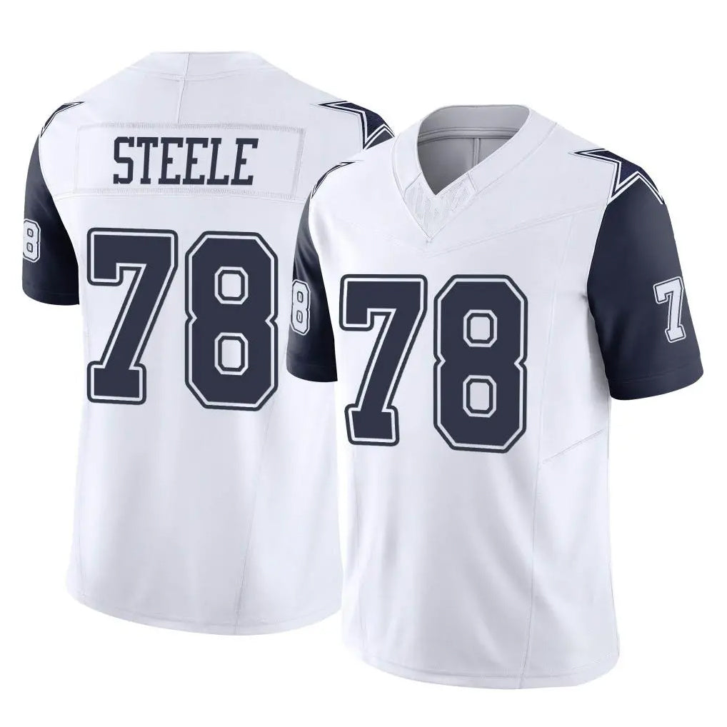 D.Cowboys #78 Terence Steele Player White-Navy Limited Vapor F.U.S.E. Home Game Cooneas Stitched Jerseys