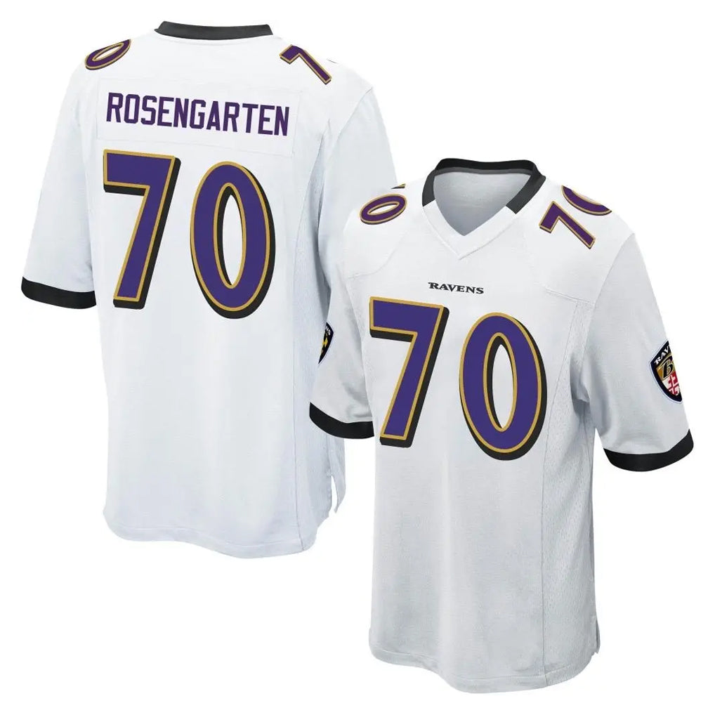 B.Ravens #70 Roger Rosengarten Player White Alternate Home Game Cooneas Stitched Jerseys