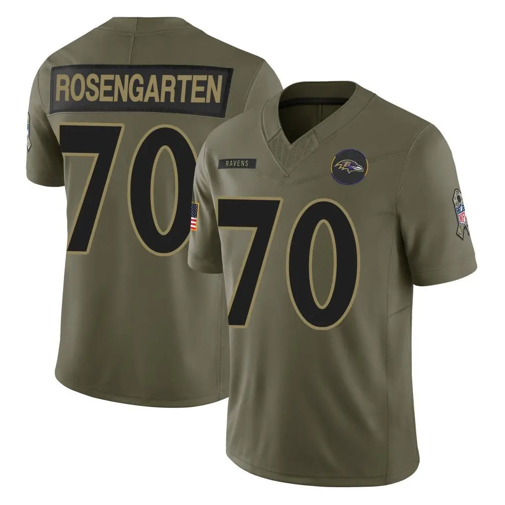 B.Ravens #70 Roger Rosengarten Player Olive Salute To Service Limited Home Game Cooneas Stitched Jerseys