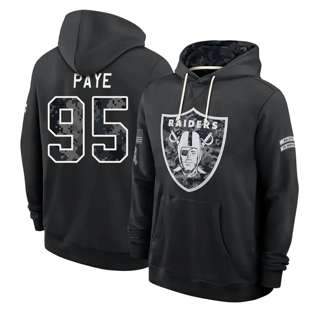 LV.Raiders #95 Kwity Paye Player 2026 Black Logo Pullover Hoodies Limited Game Stitched Jerseys