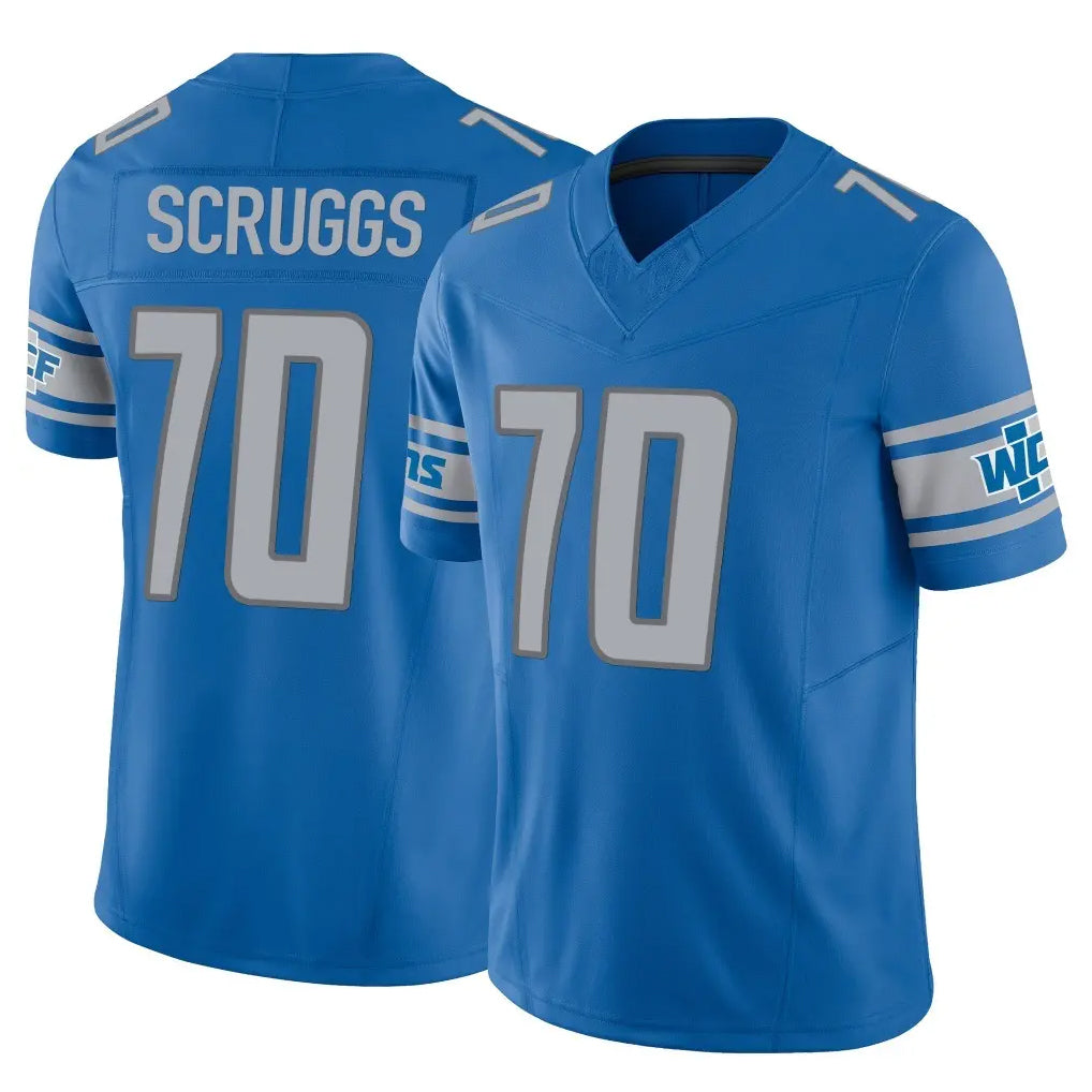 D.Lions #70 Juice Scruggs Player Blue Vapor F.U.S.E. Limited Home Game Cooneas Stitched Jerseys