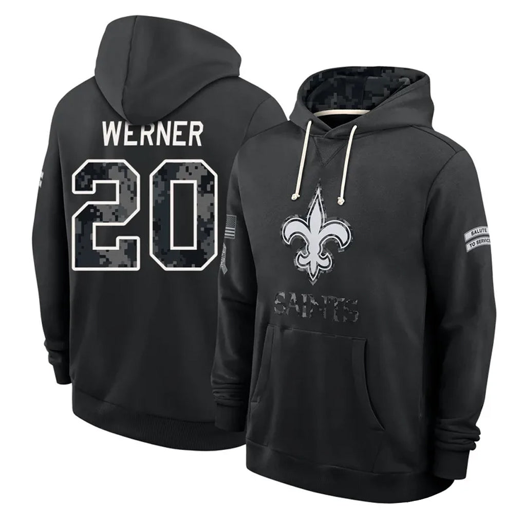 NO.Saints #20 Pete Werner Player 2026 Black Logo Pullover Hoodies Limited Game Cooneas Stitched Jerseys