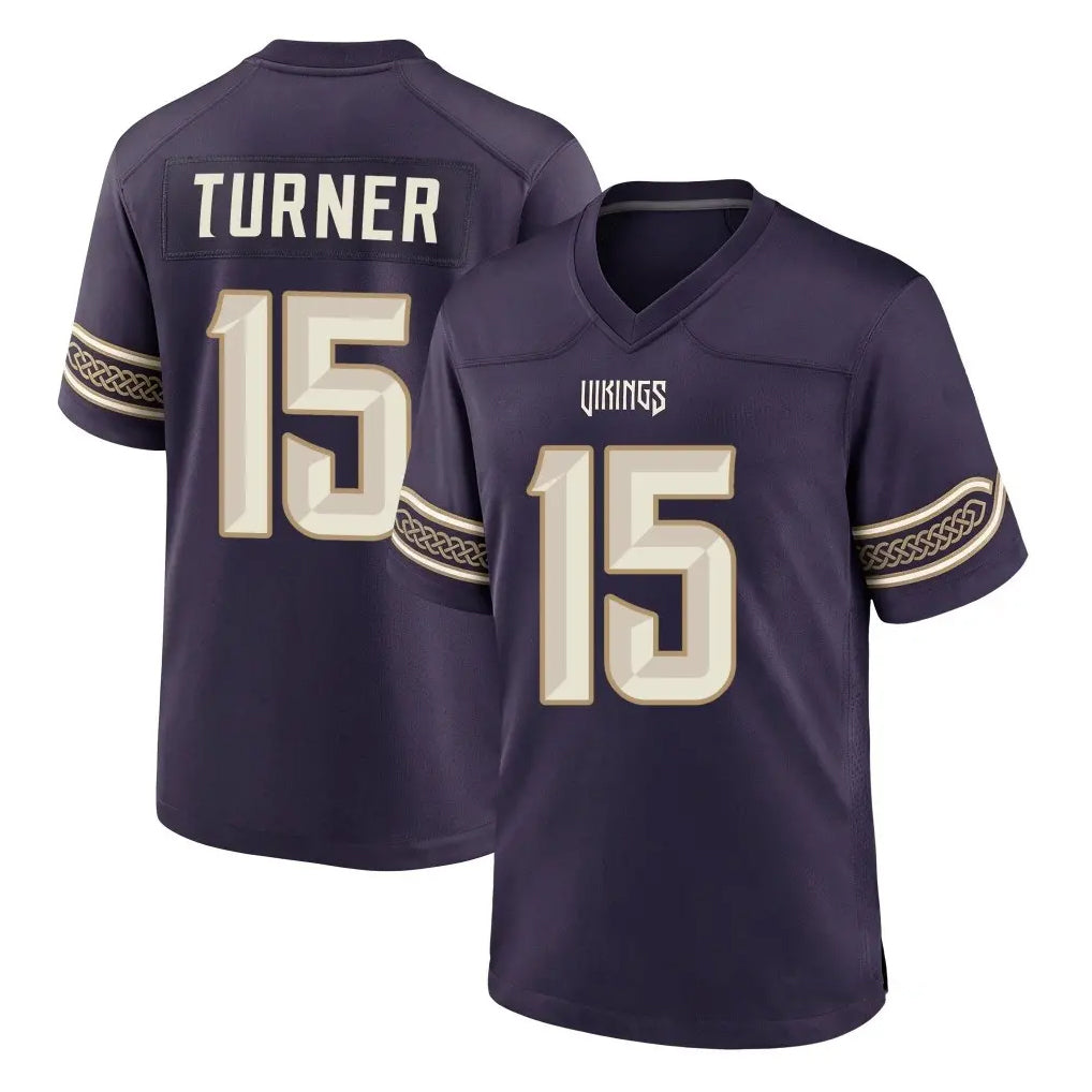 MN.Vikings #15 Dallas Turner Player Purple 2026 Rivalries Collection Home Game Cooneas Stitched Jerseys