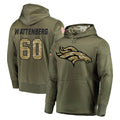 D.Broncos #60 Luke Wattenberg Player Olive Salute to Service Pullover Hoodies Home Game Cooneas Stitched Jerseys