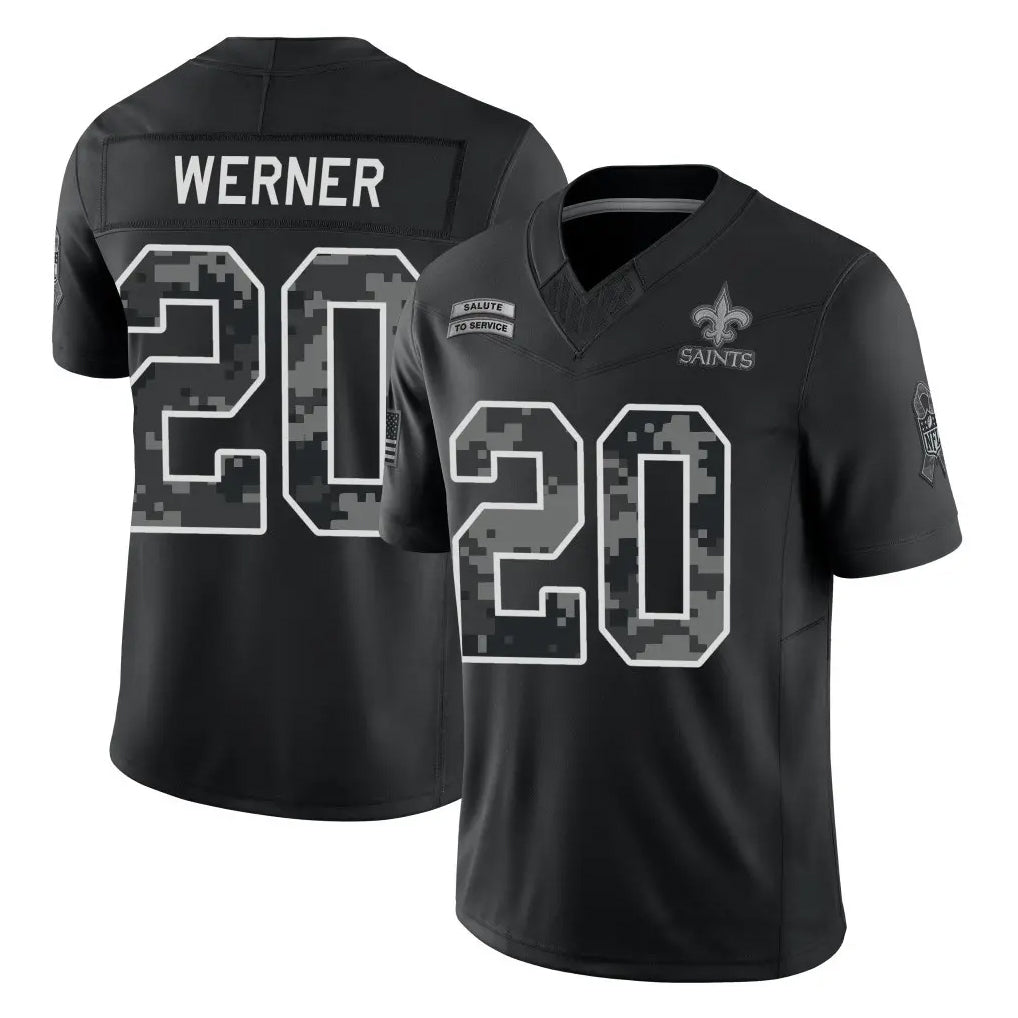 NO.Saints #20 Pete Werner Player Black Limited 2026 Salute to Service Home Game Cooneas Stitched Jerseys