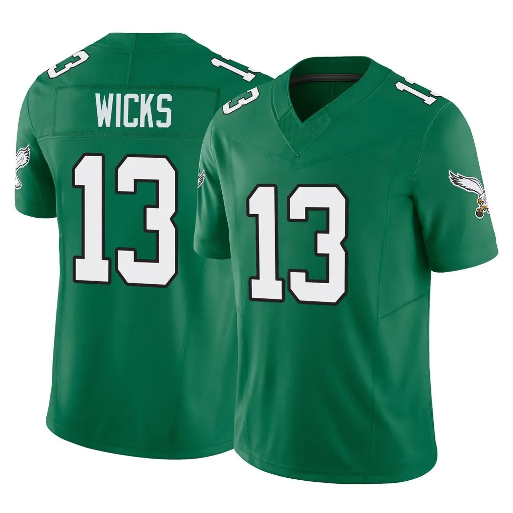 P.Eagles #13 Dontayvion Wicks Player Green Kelly Alternate Vapor F.U.S.E. Home Game Cooneas Stitched Jerseys