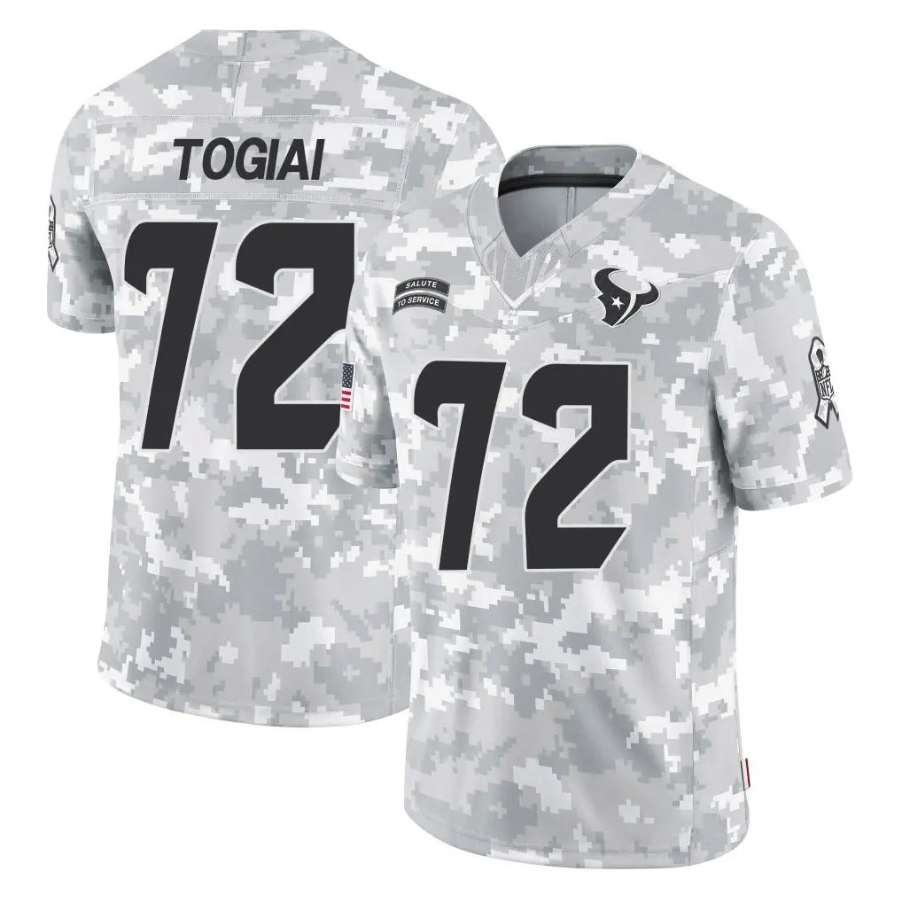 H.Texans #72 Tommy Togiai Player Arctic Camo Salute To Service Limited Game Cooneas Stitched Jerseys