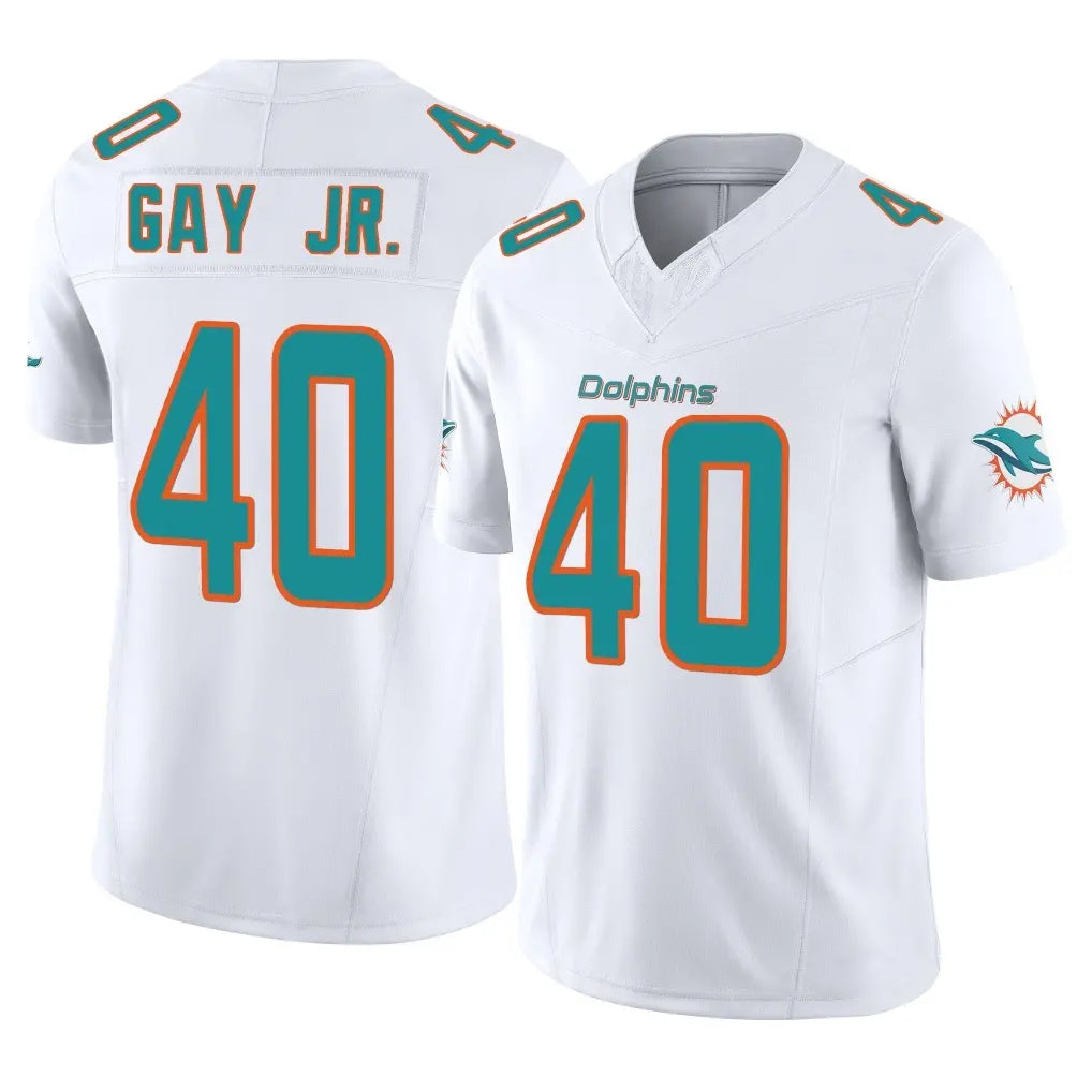 M.Dolphins #40 Willie Gay Jr. Player White Limited Vapor F.U.S.E. Home Game Cooneas Stitched Jerseys