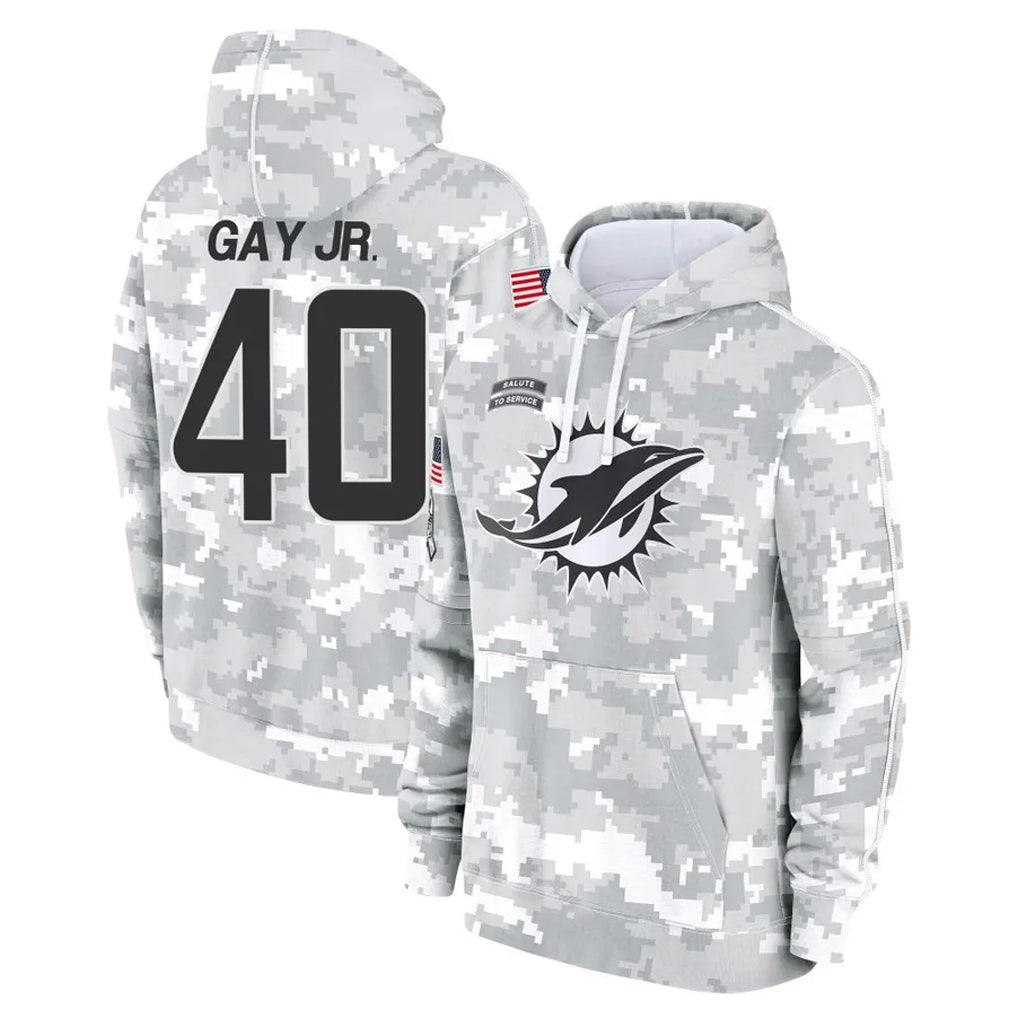 M.Dolphins #40 Willie Gay Jr. Player Arctic Camo Salute to Service Hoodies Limited Game Cooneas Stitched Jerseys