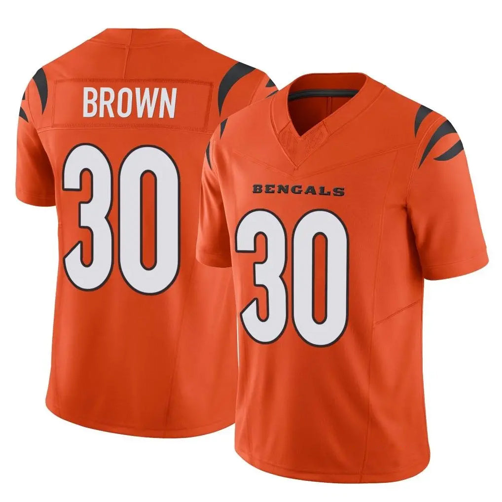 C.Bengals #30 Chase Brown Player Orange Vapor F.U.S.E. Limited Home Game Cooneas Stitched Jerseys