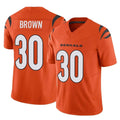 C.Bengals #30 Chase Brown Player Orange Vapor F.U.S.E. Limited Home Game Cooneas Stitched Jerseys