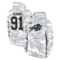 B.Bills #91 Ed Oliver Player Arctic Camo Salute to Service Hoodies Cooneas Stitched Jerseys