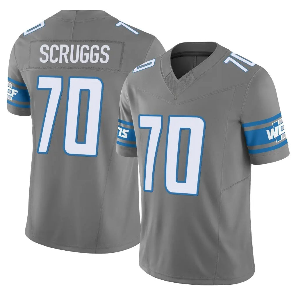 D.Lions #70 Juice Scruggs Player Gray Vapor F.U.S.E. Limited Home Game Cooneas Stitched Jerseys
