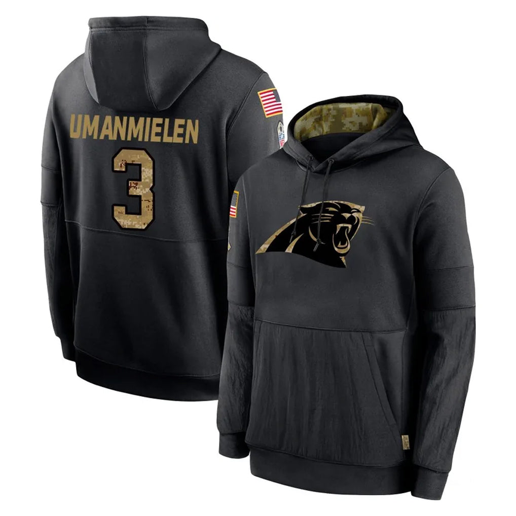 C.Panthers #3 Princely Umanmielen Player Black Salute to Service Pullover Hoodies Limited Game Cooneas Stitched Jerseys