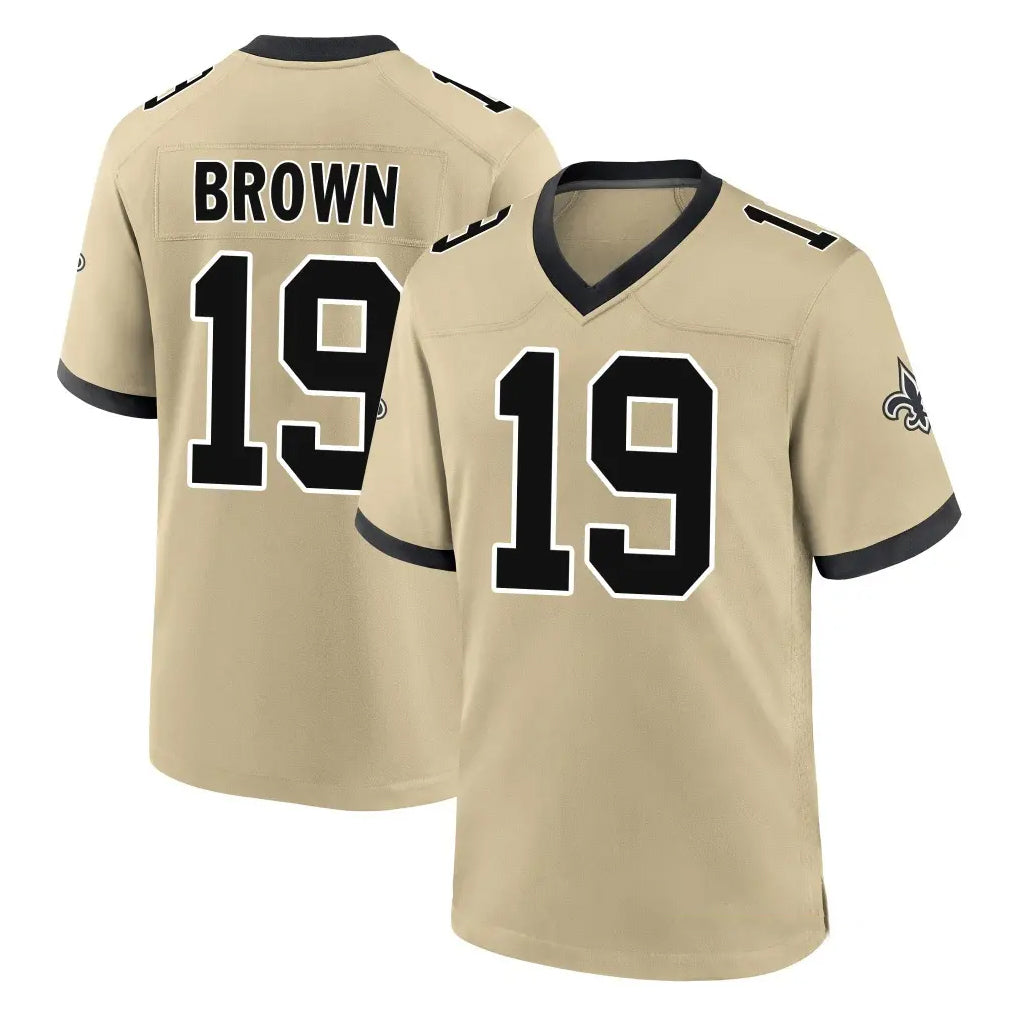 NO.Saints #19 Barion Brown Player Gold Home Game Cooneas Stitched Jerseys