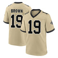 NO.Saints #19 Barion Brown Player Gold Home Game Cooneas Stitched Jerseys