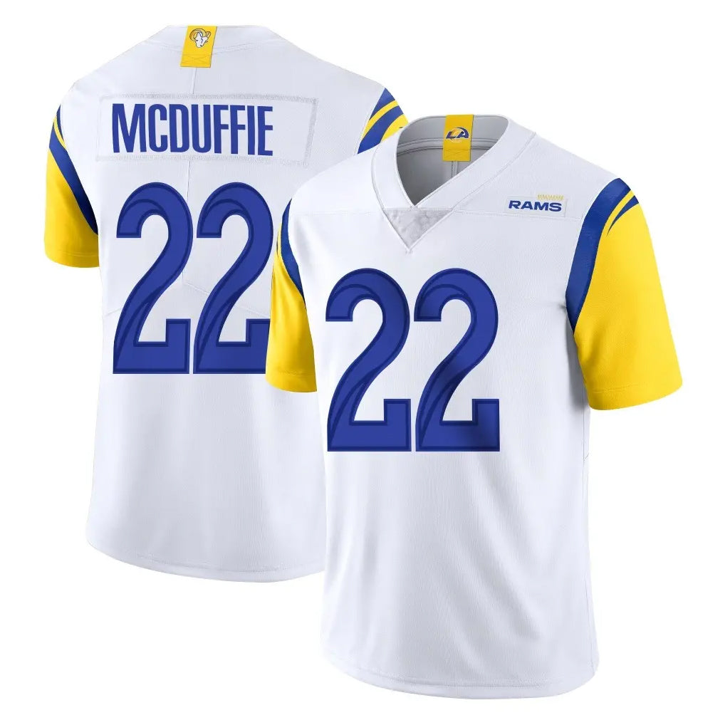 LA.Rams #22 Trent McDuffie Player White Limited Vapor Untouchable Home Game Cooneas Stitched Jerseys