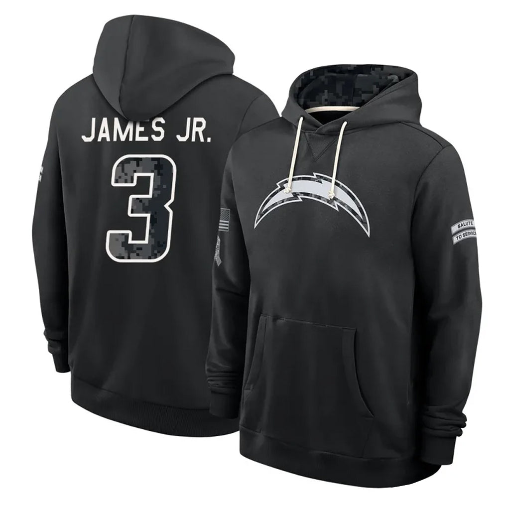 LA.Chargers #3 Derwin James Jr. Player 2026 Black Logo Pullover Hoodies Limited Game Stitched Jerseys
