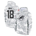 M.Dolphins #18 Chris Bell Player Arctic Camo Salute to Service Hoodies Limited Game Cooneas Stitched Jerseys