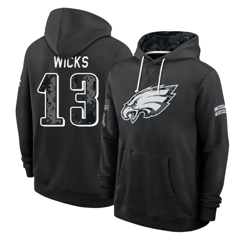 P.Eagles #13 Dontayvion Wicks Player 2026 Black Logo Pullover Hoodies Limited Game Cooneas Stitched Jerseys