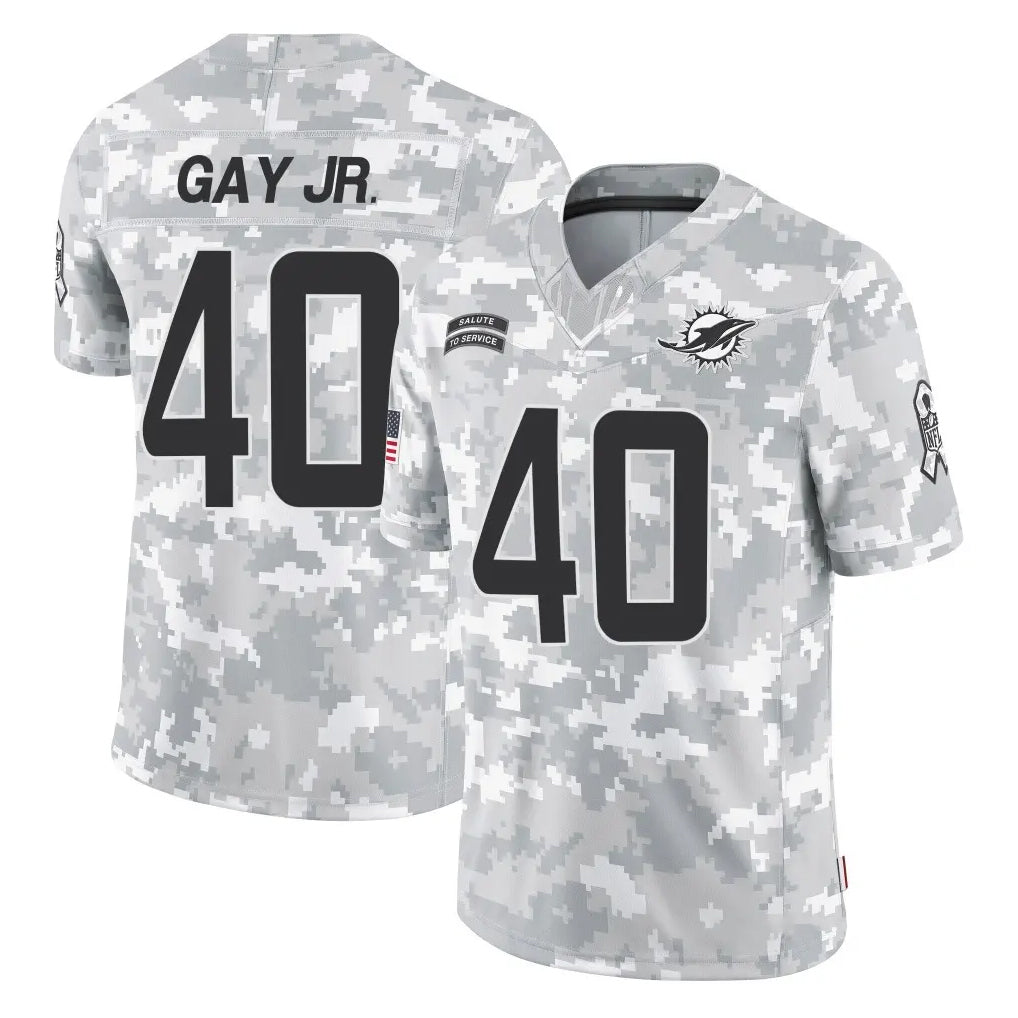 M.Dolphins #40 Willie Gay Jr. Player Arctic Camo Salute To Service Limited Game Cooneas Stitched Jerseys