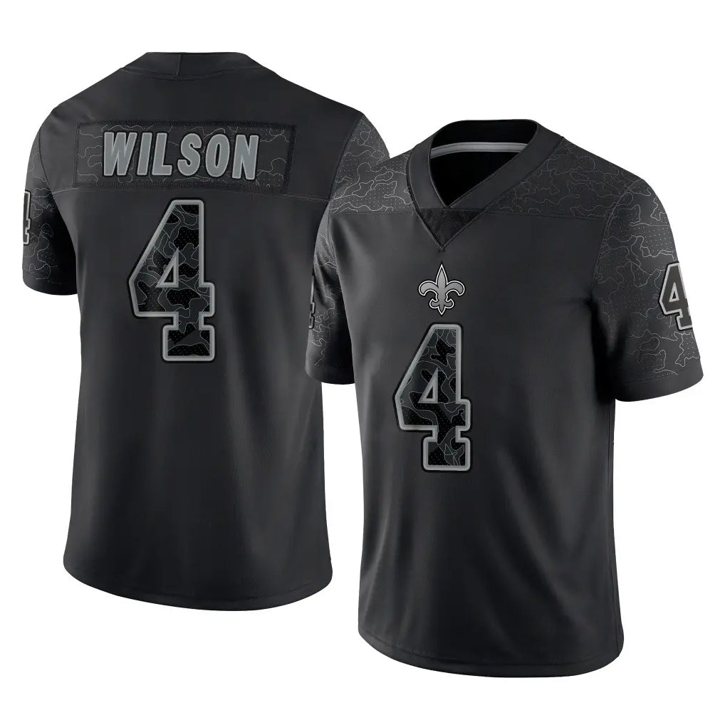 NO.Saints #4 Zach Wilson Player Black Limited Reflective Home Game Cooneas Stitched Jerseys