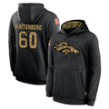 D.Broncos #60 Luke Wattenberg Player Black Salute to Service Pullover Hoodies Limited Cooneas Stitched Jerseys