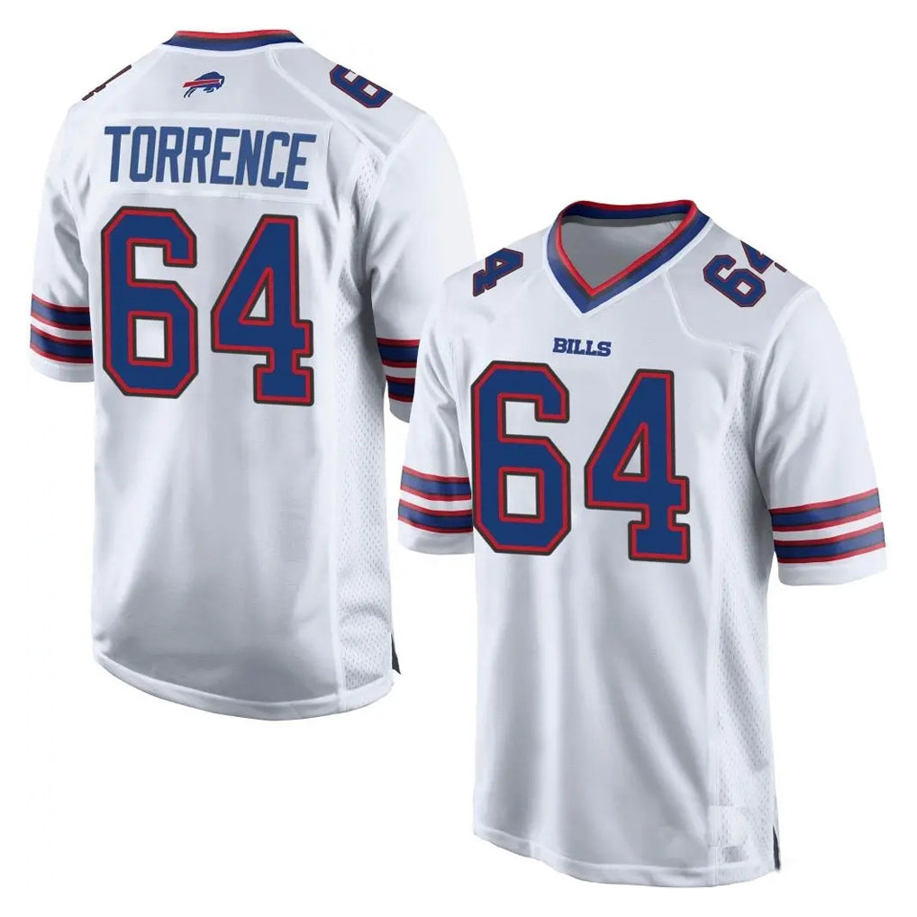 B.Bills #64 O'Cyrus Torrence Player White Home Game Cooneas Stitched Jerseys