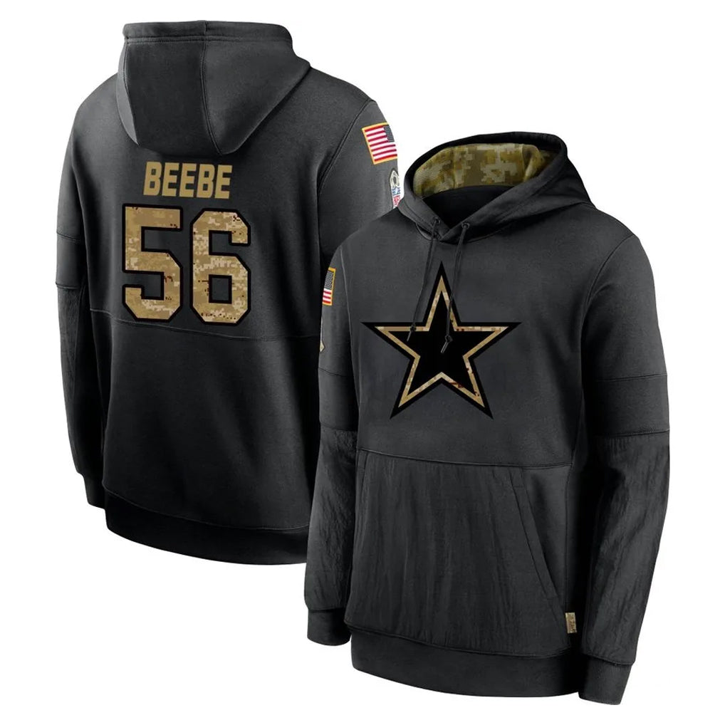 D.Cowboys #56 Cooper Beebe Player Black Salute to Service Pullover Hoodies Limited Cooneas Stitched Jerseys