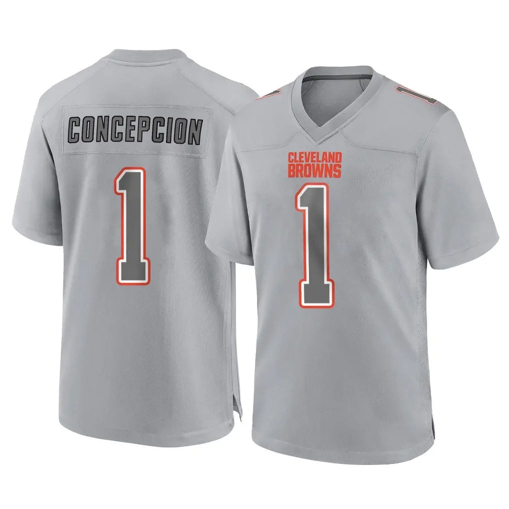 C.Browns #1 KC Concepcion Player Gray Atmosphere Fashion Game Cooneas Stitched Jerseys