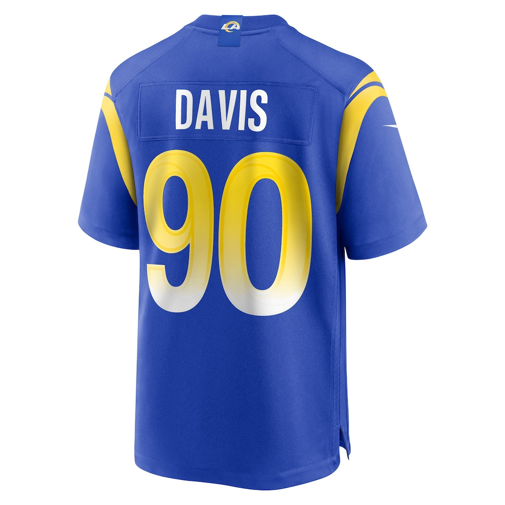 Cooneas LA.Rams #90 Tyler Davis Royal Team Game Jersey