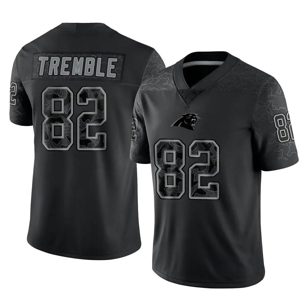 C.Panthers #82 Tommy Tremble Player Black Limited Reflective Game Cooneas Stitched Jerseys