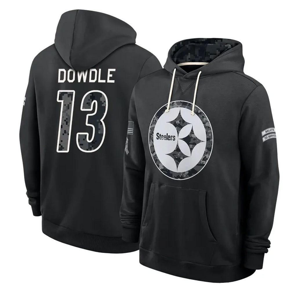 P.Steelers #13 Rico Dowdle Player 2026 Black Logo Pullover Hoodies Limited Game Cooneas Stitched Jerseys