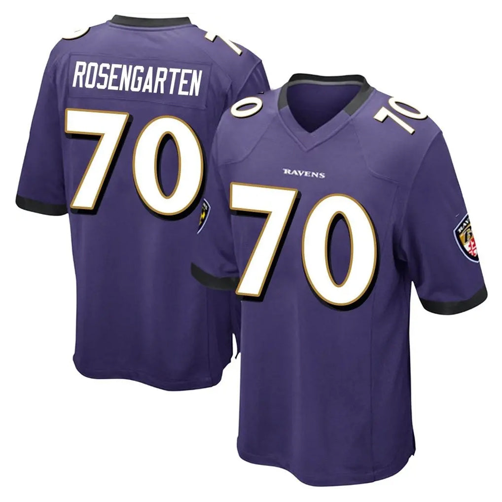 B.Ravens #70 Roger Rosengarten Player Purple Home Game Cooneas Stitched Jerseys